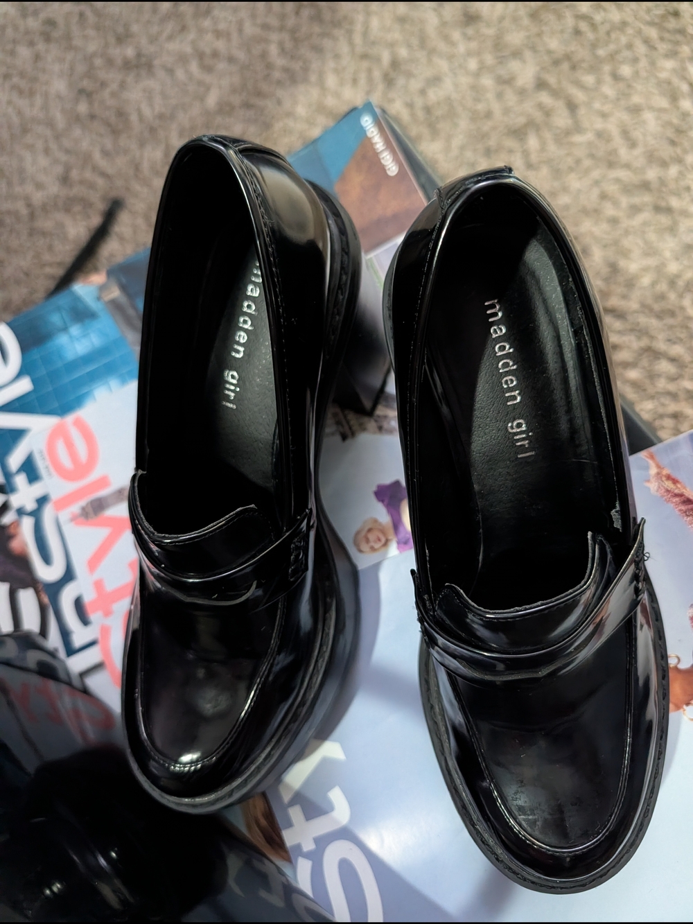 Madden Girl Black Patent Platform Loafers - Picture 5 of 6